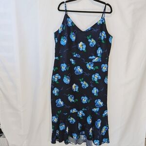 Banana Republic Floral Shift Midi Dress, Ruffle Hem, Women's size 20